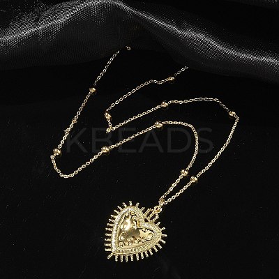 Brass Heart Pendant Necklaces for Women LS-NJEW-U020-02G-1