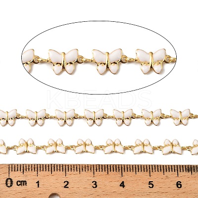 Brass Enamel Butterfly Link Chains CHC-F021-03G-02-1