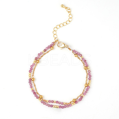 Bohemian Style Natural Pink Tourmaline Beads Double-strand Bracelets IB4334-1-1