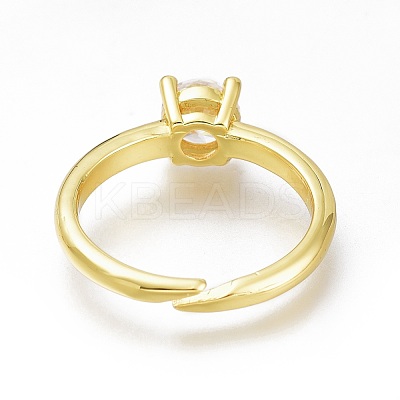 Brass Micro Pave Clear Cubic Zirconia Solitaire Rings RJEW-N031-13G-1