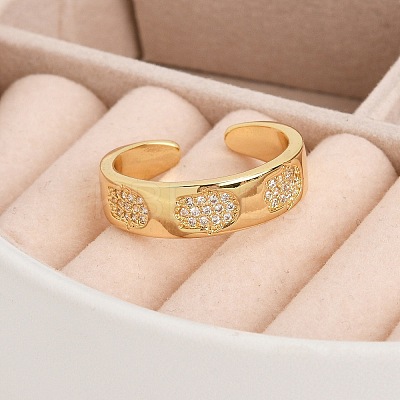 Rack Plating Brass Micro Pave Clear Cubic Zirconia Cuff Rings for Women RJEW-M028-116G-1