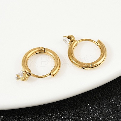 304 Stainless Steel Ring with Heart Hoop Earrings EJEW-K268-37G-1