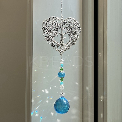 Alloy Heart with Tree of Life Hanging Ornaments PW-WG64732-02-1