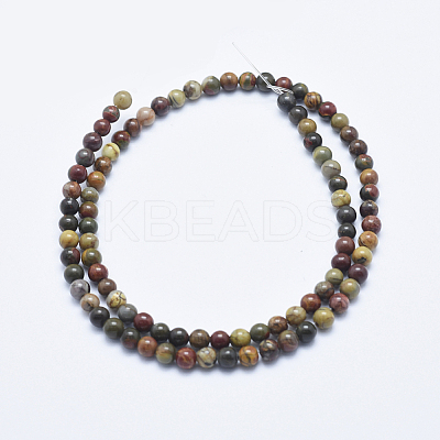 Natural Polychrome Jasper/Picasso Stone/Picasso Jasper Beads Strands G-E444-43-4mm-1