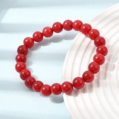 8MM Natural Dyed White Jade Round Beaded Stretch Bracelets for Women GG-CBA3F02-12A-1