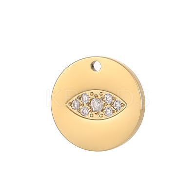 304 Stainless Steel Micro Pave Cubic Zirconia Pendants STAS-OY008-69G-1