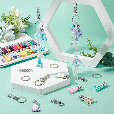 DIY Faux Suede Tassel Pendant Keychain Making Kit DIY-SP0001-42-1