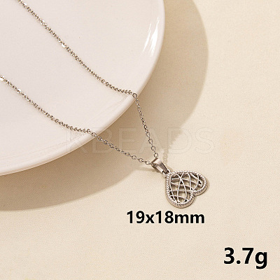 Vintage Stainless Steel Heart Pendant Lock Collarbone Chain Necklace for Women KO0043-5-1