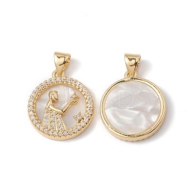Rack Plating Brass Shell Pendants KK-D087-25G-06-1