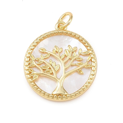Natural White Shell Pendants KK-P339-03G-1