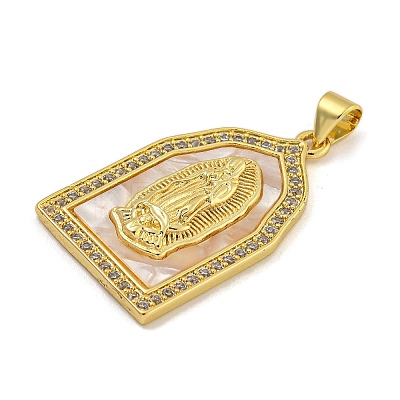 Rack Plating Brass Micro Pave Cubic Zirconia Pendants KK-I718-09G-A-1