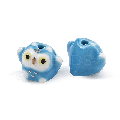 Cute Hand Painted Mini Owl Porcelain Beads PORC-F014-01E-1