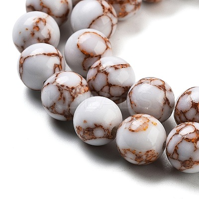 Synthetic Gold Line Turquoise Beads Strands G-H026-01B-01-1