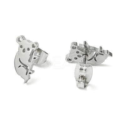 Non-Tarnish Cute Little Animal Theme 304 Stainless Steel Stud Earrings LS-EJEW-B041-02I-P-1