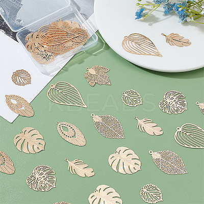 32Pcs 8 Style Brass Pendants KKC-PH0001-01-1