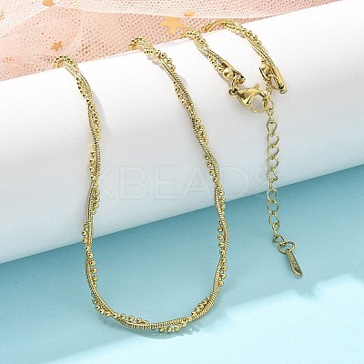 304 Stainless Steel 2 strand Necklaces for Women NJEW-C061-01G-1