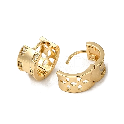 Brass Micro Pave Cubic Zirconia Hoop Earring EJEW-L271-20KCG-05-1