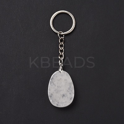 Natural Quartz Crystal Teardrop with Spiral Pendant Keychain KEYC-A031-02P-06-1