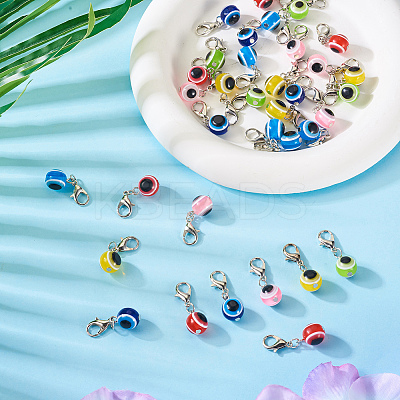 36Pcs 6 Colors Handmade Lampwork Evil Eye Pendant Decorations HJEW-TA0001-11-1