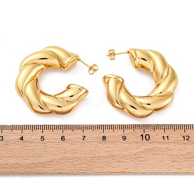 Twist C-Shaped 304 Stainless Steel Stud Earrings for Women EJEW-A125-04G-1