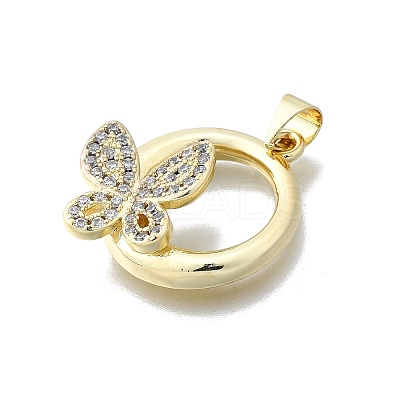Brass Micro Pave Clear Cubic Zirconia Pendants KK-V010-17G-1