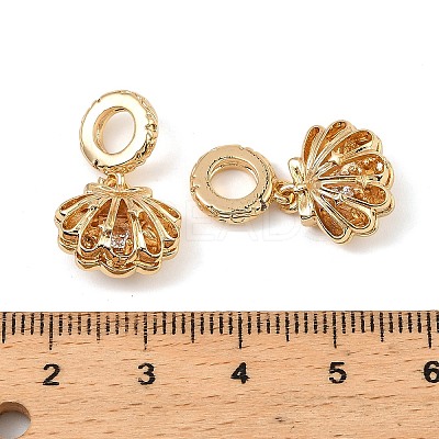 Brass Micro Pave Cubic Zirconia European Dangle Charms KK-C155-26G-1