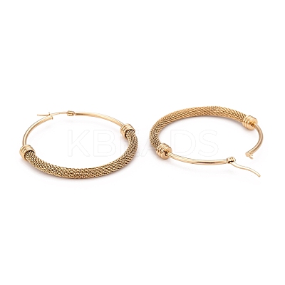 304 Stainless Steel Mesh Hoop Earrings EJEW-O096-09F-G-1