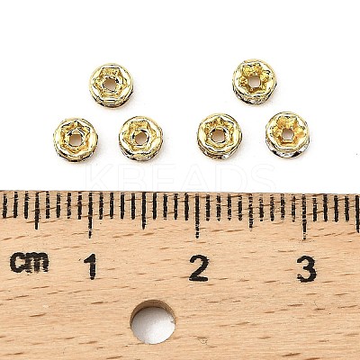 Rack Plating Brass Crystal Rhinestone Rondelle Space Beads RB-D303-G-1