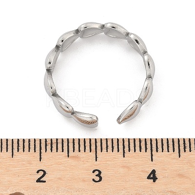 Non-Tarnish 304 Stainless Steel Heart Wrap Open Cuff Ring for Women RJEW-C045-18P-1