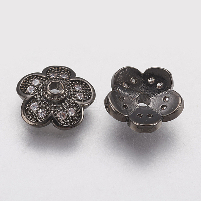 Brass Micro Pave Cubic Zirconia Bead Caps ZIRC-G133-01B-RS-1