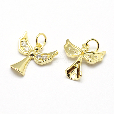 Brass Micro Pave Grade AAA Cubic Zirconia Charms ZIRC-P072-01G-NR-1
