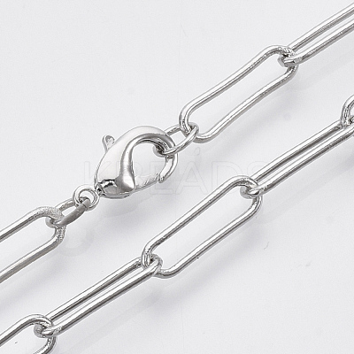 Brass Round Oval Paperclip Chain Necklace Making MAK-S072-05A-P-1