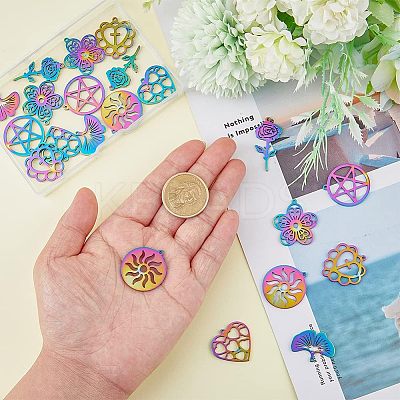 28Pcs 7 Style 304 Stainless Steel Pendants STAS-FH0001-71-1