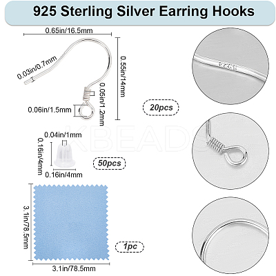 10 Pairs 925 Sterling Silver Earring Hooks STER-BBC0006-81-1