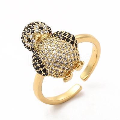Cubic Zirconia Penguin Open Cuff Ring KK-A180-55G-1