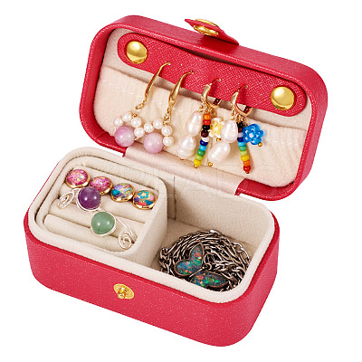 1Pc PU Imitation Leather Jewelry Box LBOX-TA0001-01D-1