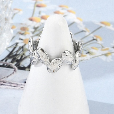 304 Stainless Steel Open Cuff Rings for Women LS-RJEW-A056-02P-1