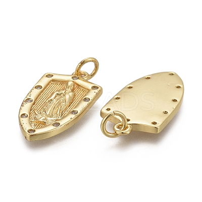 Brass Micro Pave Clear Cubic Zirconia Pendants KK-F821-17G-1
