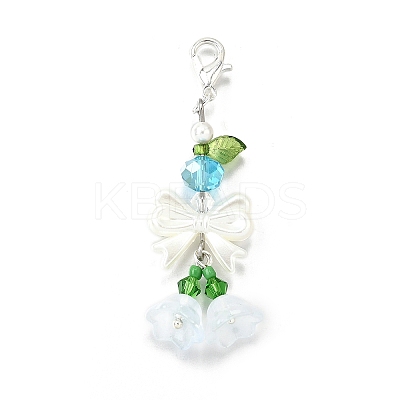 4Pcs Glass & ABS Imitation Pearl Pendant Decoration X1-HJEW-TA00352-1