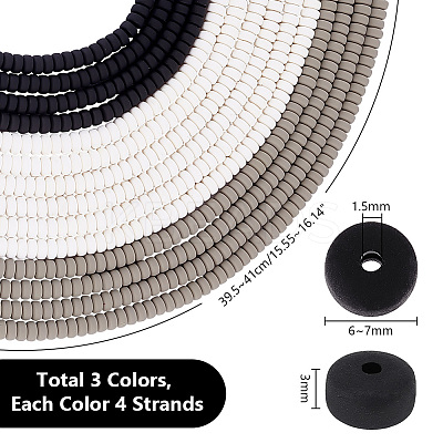 12 Strands 3 Colors Handmade Polymer Clay Beads Strands CLAY-PH0001-96A-1