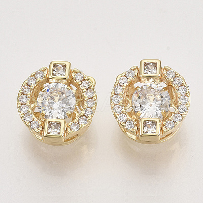 Brass Micro Pave Clear Cubic Zirconia Charms ZIRC-T011-15G-NF-1