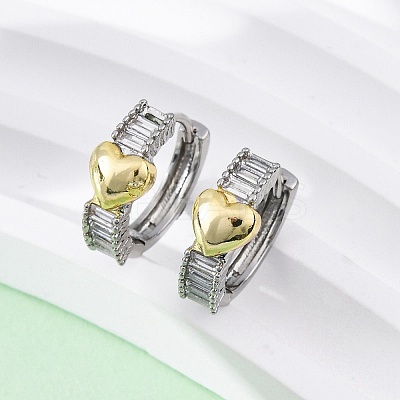Brass Micro Pave Clear Cubic Zirconia Hoop Earrings EJEW-H158-20A-GP-1