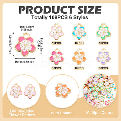 108Pcs 6 Colors Alloy Enamel Pendants FIND-TA0006-62-1