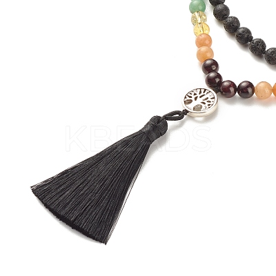 7 Chakra Gemstone Buddhist Necklace NJEW-JN03856-1