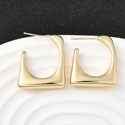 Trapezoid Brass Stud Earrings EJEW-S261-03G-1