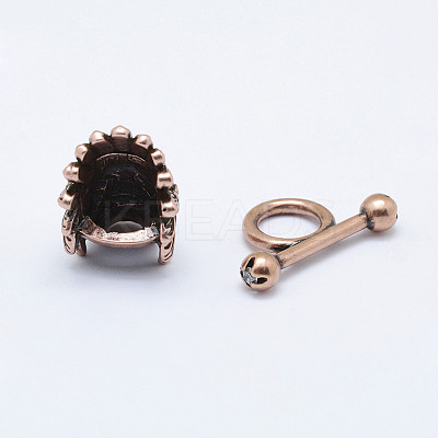 Brass Toggle Clasps KK-P130-080R-NR-1