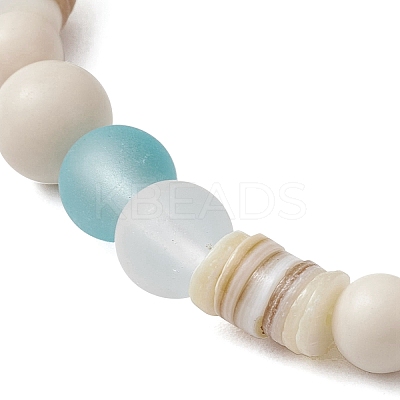2Pcs 2 Styles Bohemia Style Natural Fossil & Freshwater Shell & Glass Beads Stretch Bracelets for Women BJEW-JB11865-1