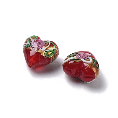 Handmade Gold Foil Glass Beads LAMP-K039-43-1