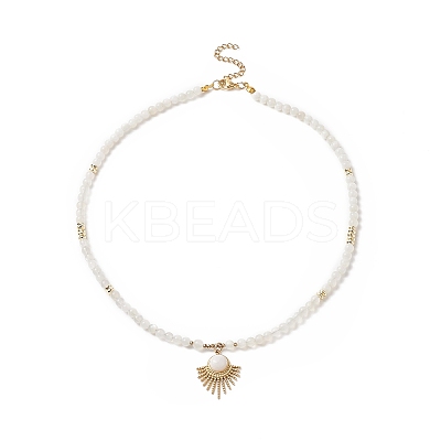 Natural White Moonstone Beaded Necklaces NJEW-JN04226-03-1