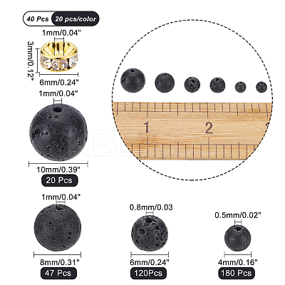 367Pcs Natural Lava Rock Round Beads Kit for DIY Jewelry Making DIY-AR0001-88-1